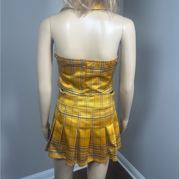 AKIRA Yellow Plaid 2 Piece Set Vest + Pleated Mini Skirt Y2K Clueless Style NWT - Picture 2 of 4